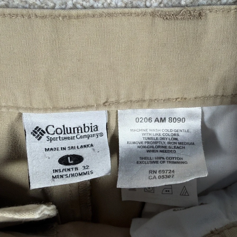 Columbia Mens Straight‎ Leg Cargo Khaki Outdoor Pants Large (FITS 36 X 31) READ